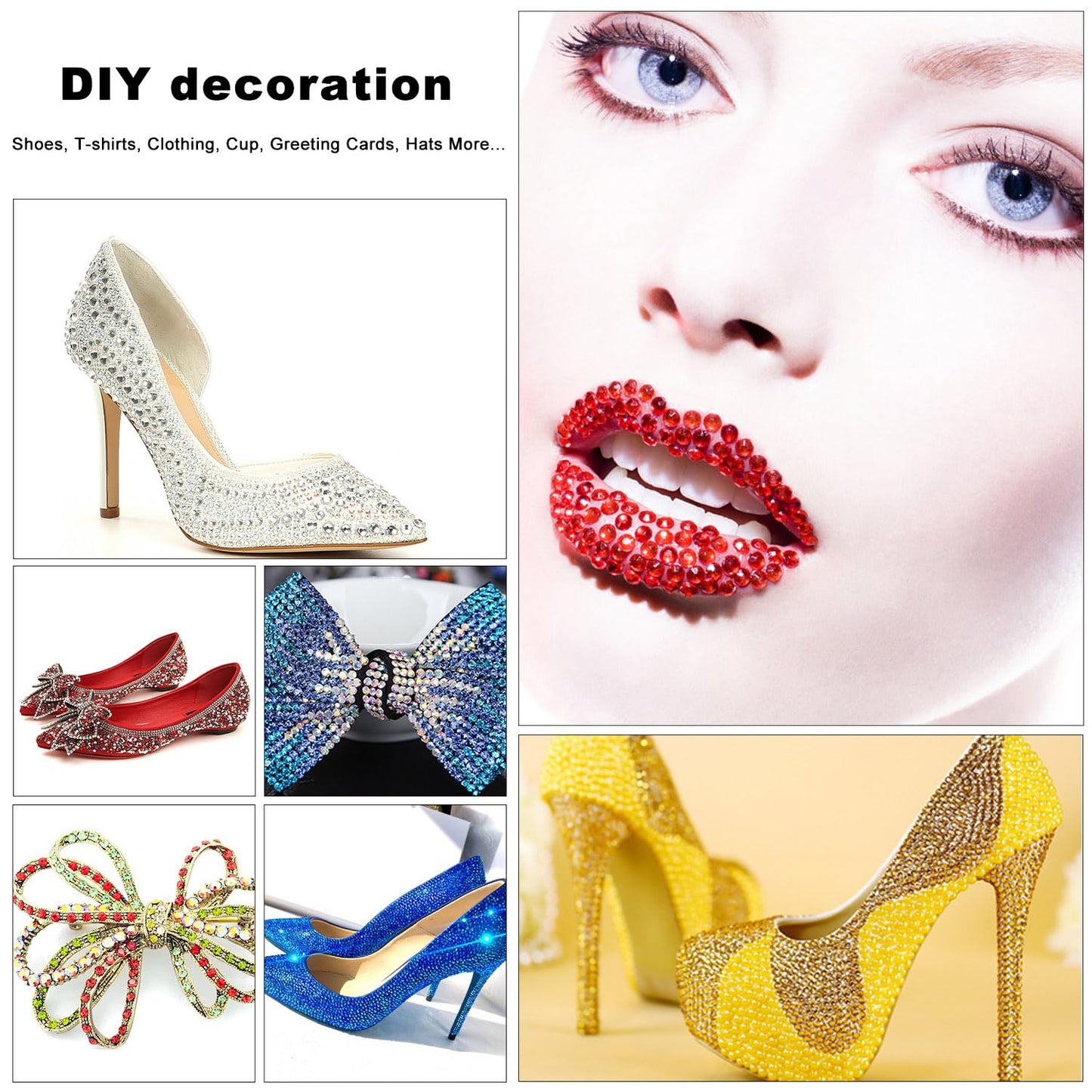 4240Pcs Flatback Multicolor Rhinestones Glass Crystal Gems for Nail Art Face Jewels Round with Tweezers and Picking Pen (SS6~SS20 Set)