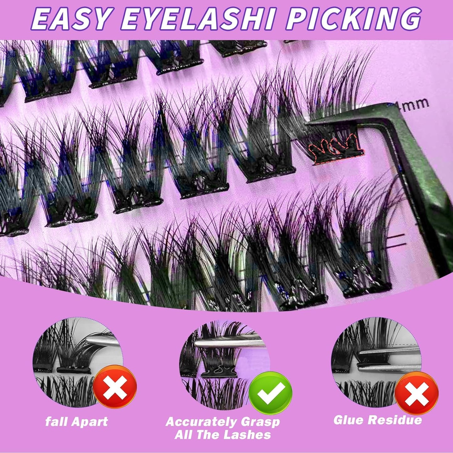 Self Adhesive Eyelashes Kit 80Pcs D Curl Press on Lashes Reusable Self Adhesive Lashes No Glue No Remover Needed DIY Lash Extension Kit with Tweezers for Beginners(10-16mm)