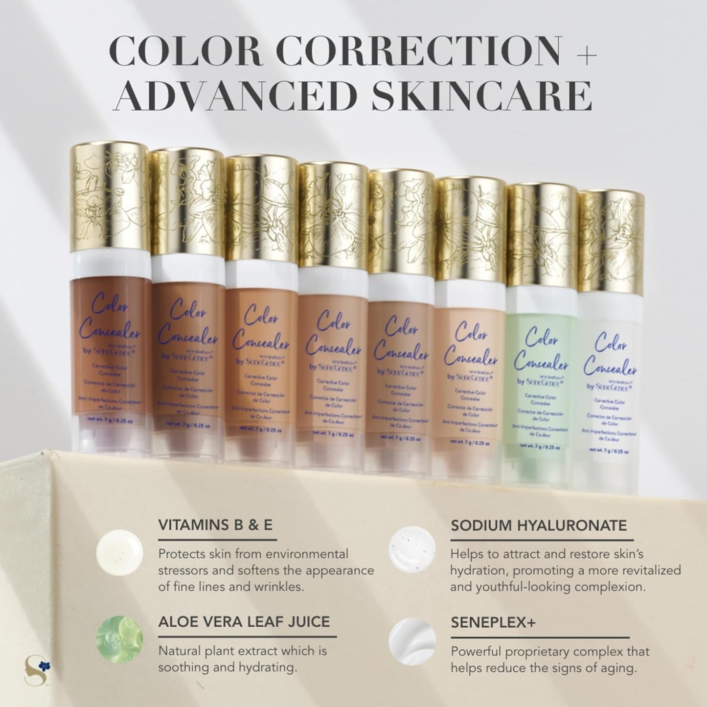 SeneGence Corrective Color Concealer, Deep, 0.25 Fl Oz, Anti-Aging Benefits, Hydrating Aloe Vera Juice, Vitamin B & E for Even Skin Tone and Flawless Coverage