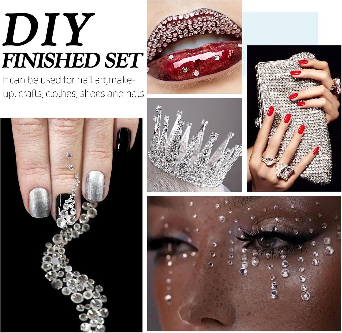 Crystal Clear Flatback Rhinestones, Glass Rhinestones for Nail Art and Craft, Glue Fix, Loose Crystal Gemstones(Crystal, SS3, 1440pcs, 1.3-1.4mm)