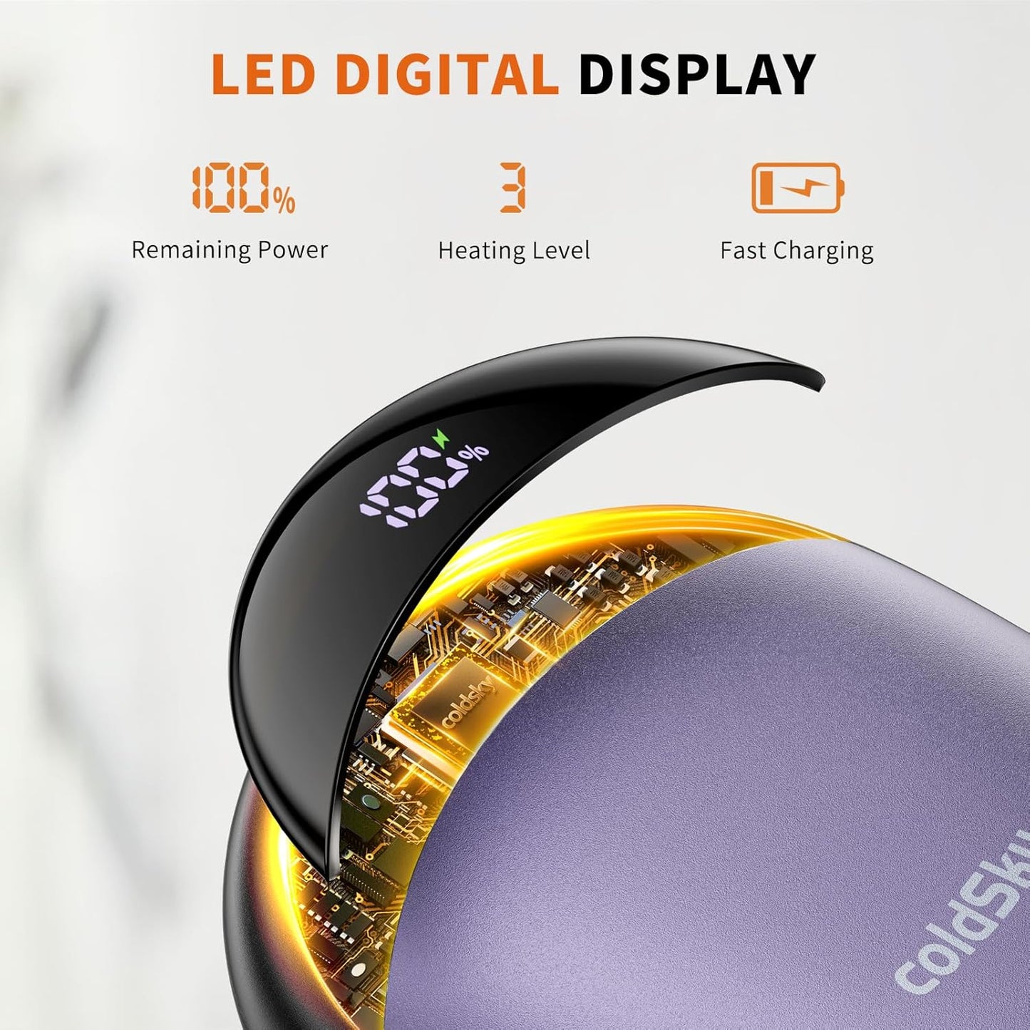 Hand Warmers Rechargeable 2 Pack Magnetic Electric Hand Warmer with Digital Display, Portable Pocket Hand Warmer, for Men Women, Outdoors, Games, Camping, Hunting