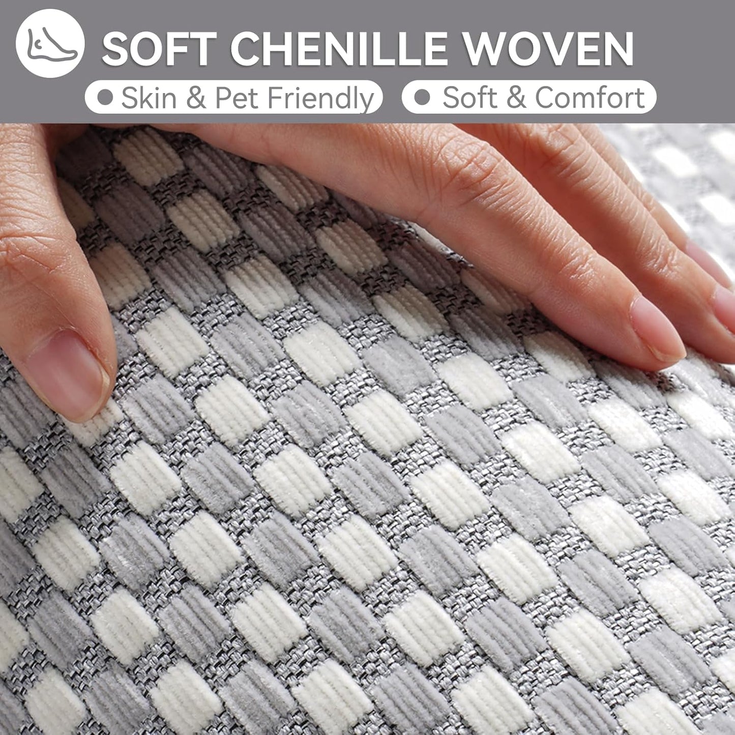 Non Slip Bath Mat Bathroom Rugs, Soft Braided Ultra Thin Bath Mats, Super Absorbent Quick Dry Bath Rug Shower Mat, Rubber Backing, Fit Under Door Bathroom Floor, Machine Washable, Gray 24" x 35"