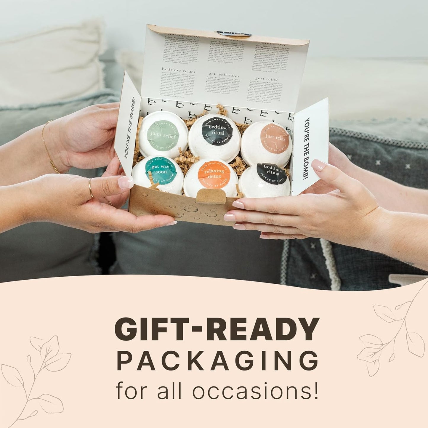 Bath Bombs Gift Set, USA Made with Organic & Natural Ingredients, Relaxing Spa Gifts for Women & Men