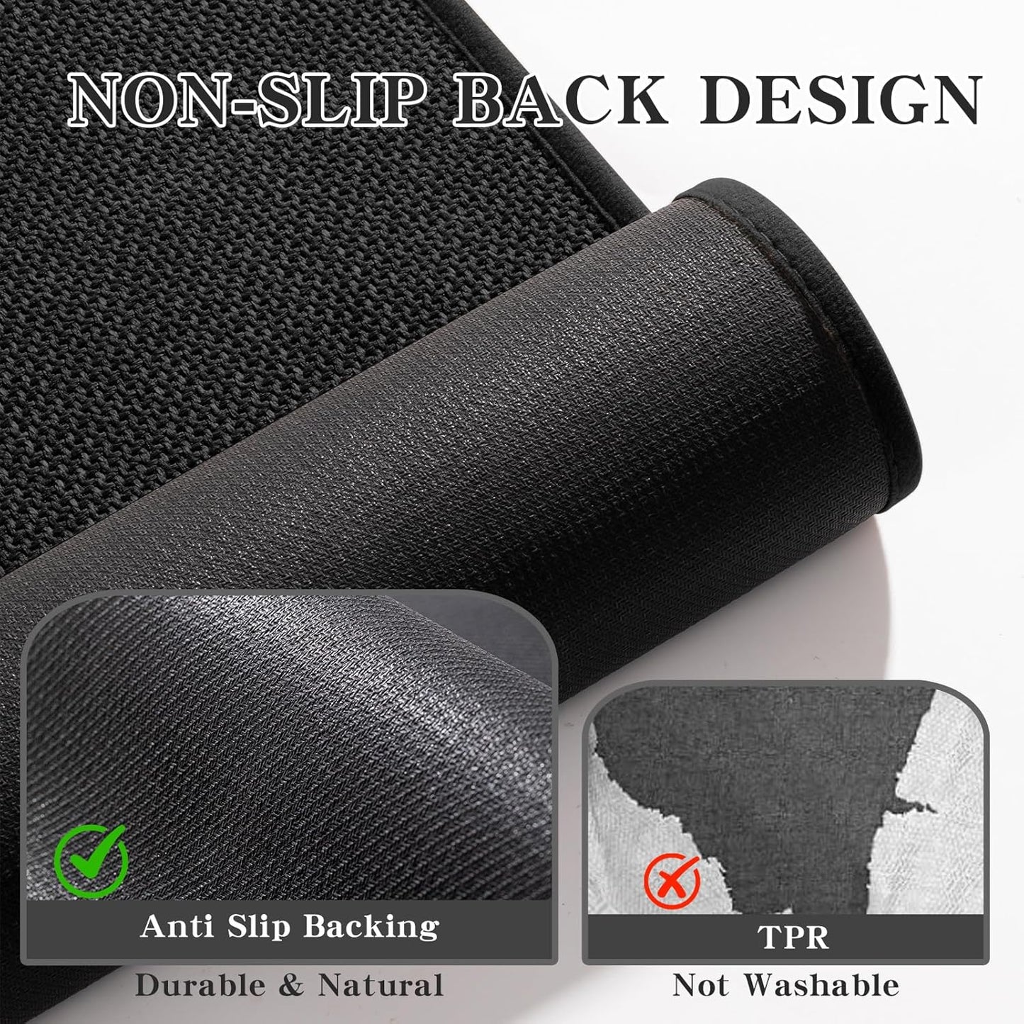 chakme Bathroom Rugs Mat 59x17, Ultra Thin Non Slip Bath Mats Runner Quick Dry Absorbent Bath Mat for Bathroom Floor, (Black, 59"x17")