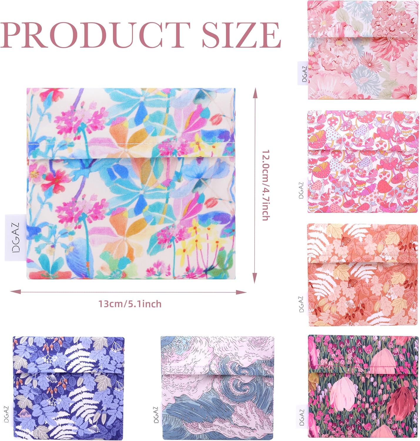 DGAZ Sanitary Napkin Storage Bag, Period Bag for Teen Aged Girls, Portable Period Bag for Panty Liners/Menstrual Cup/Small Tampons,Mini Makeup Bag for Purse(Emerald White)