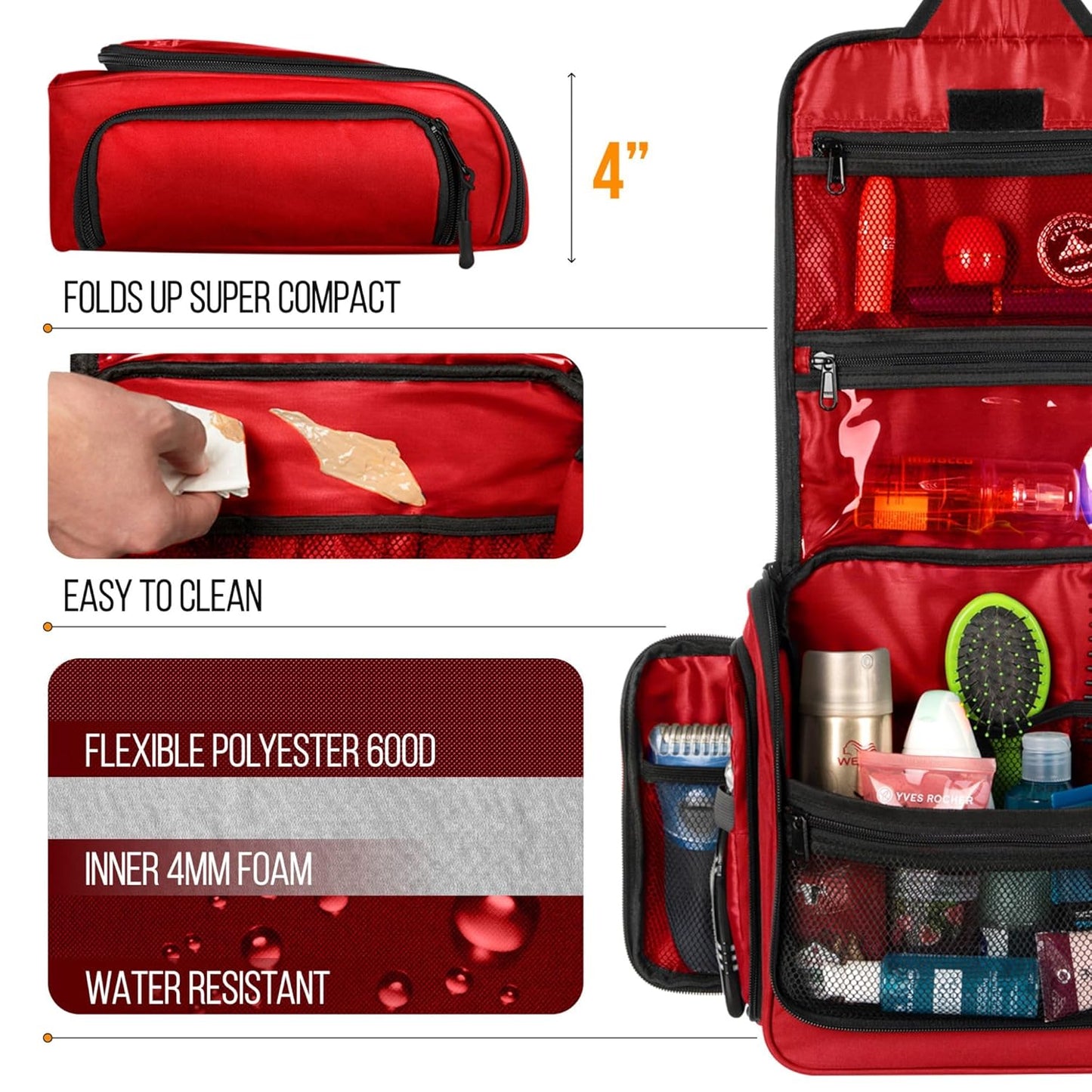 Travel Toiletry Bag for Men and Women - Large Hanging Toiletry Organizer - Waterproof Hygiene Bag with Metal XXL Swivel Hook, with Sturdy Zippers and 19 Compartments for Toiletries, Makeup, Cosmetics
