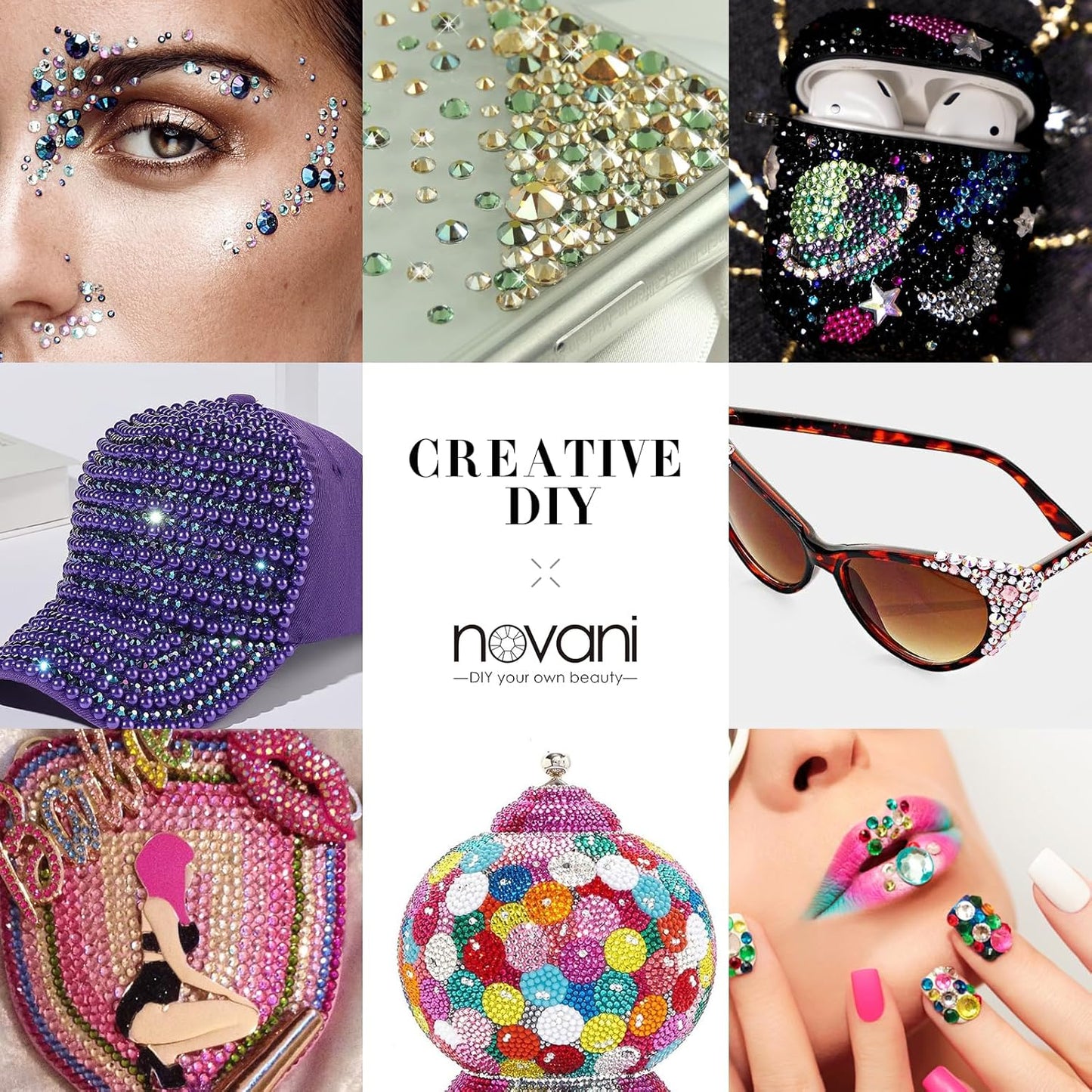 Novani Topaz Rhinestones 1440pcs Flat Back Round Rhinestone Style 2088 Sparkly Crystal Gemstones for Nail Art and Crafting SS16,3.8-4.0mm