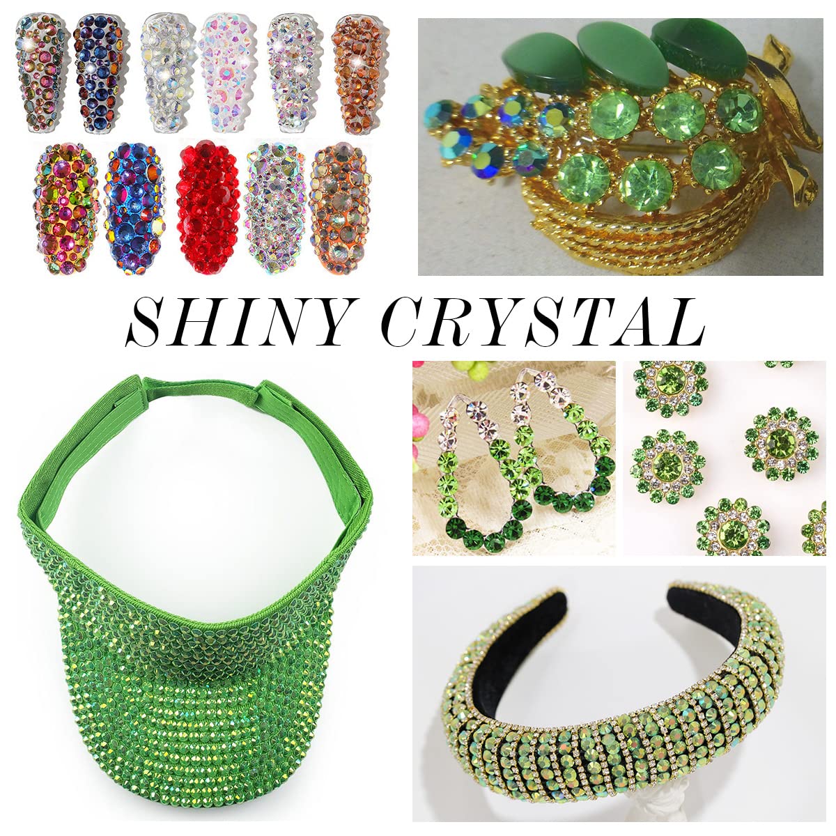 1440Pcs Light-green Ab Crystal Rhinestones,Glass Flatback Rhinestones Gemstones Small for Nail Face Makeup Art Crafts Clothes Decoration-(SS10,2.8mm,Light-green Ab)