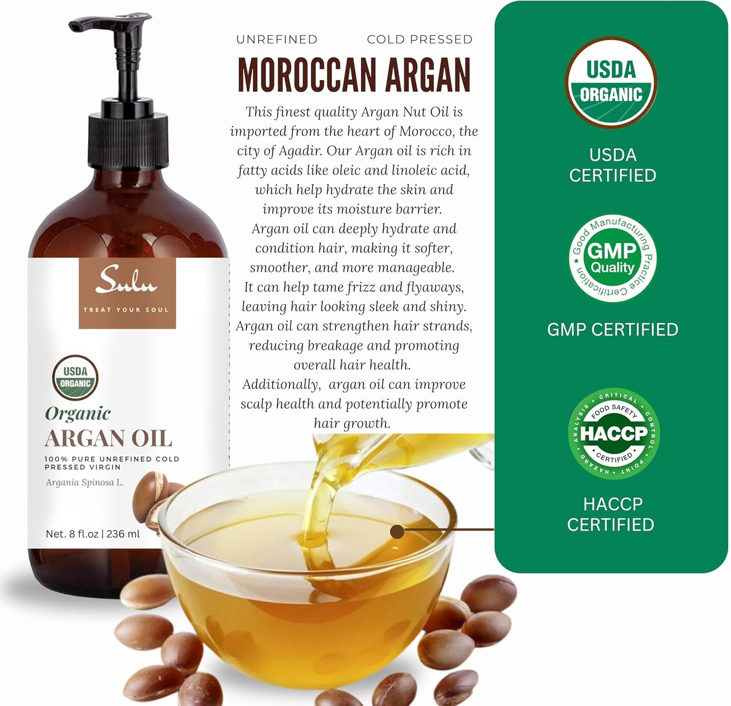 100% Pure Organic Cold Pressed Unrefined Virgin Moroccan Organ Oil (2 oz)