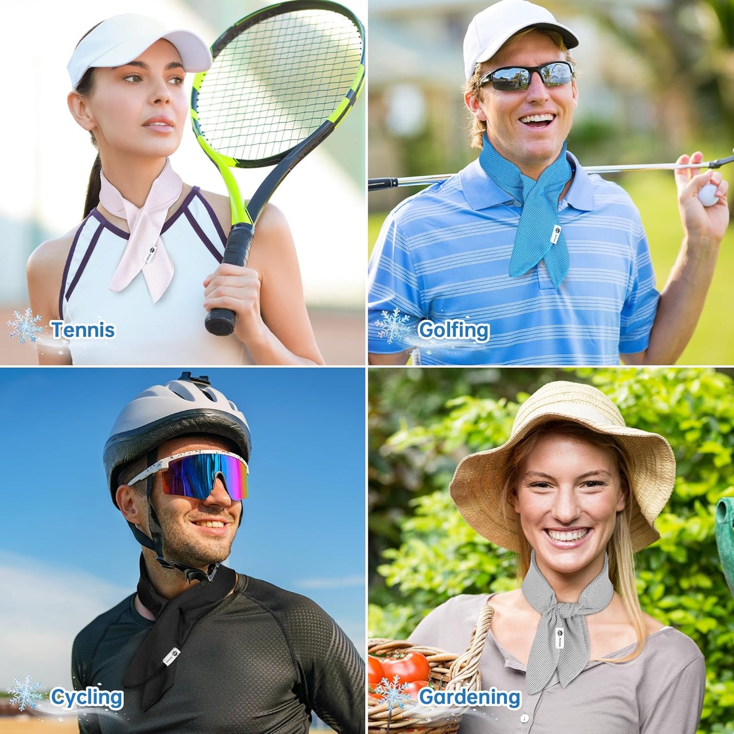 Cooling Neck Wraps with Reusable Gel Ice Pack, Soft Summer Neck Cooler for Golf, Tennis, Outdoor Activities 2 Packs