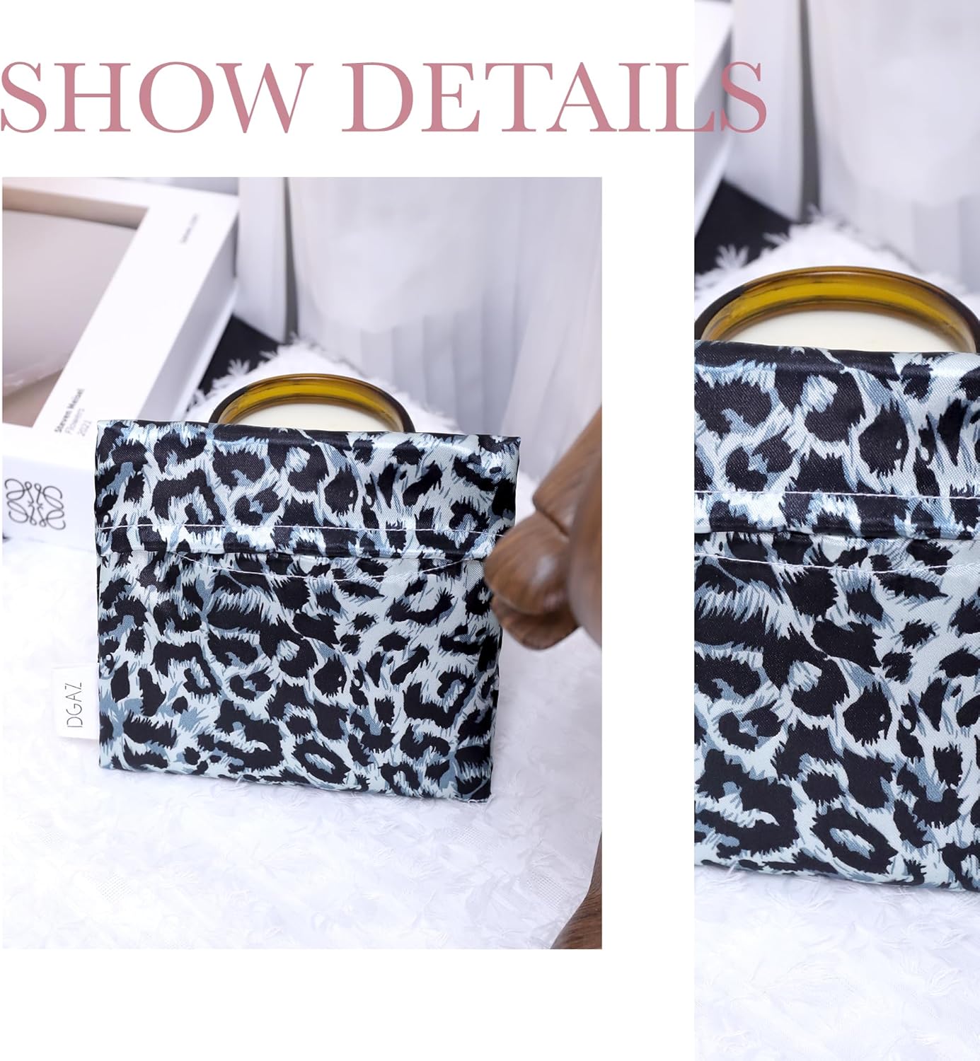DGAZ Sanitary Napkin Storage Bag, Period Bag for Teen Aged Girls, Portable Period Bag for Panty Liners/Menstrual Cup/Small Tampons,Mini Makeup Bag for Purse(Leopard D)