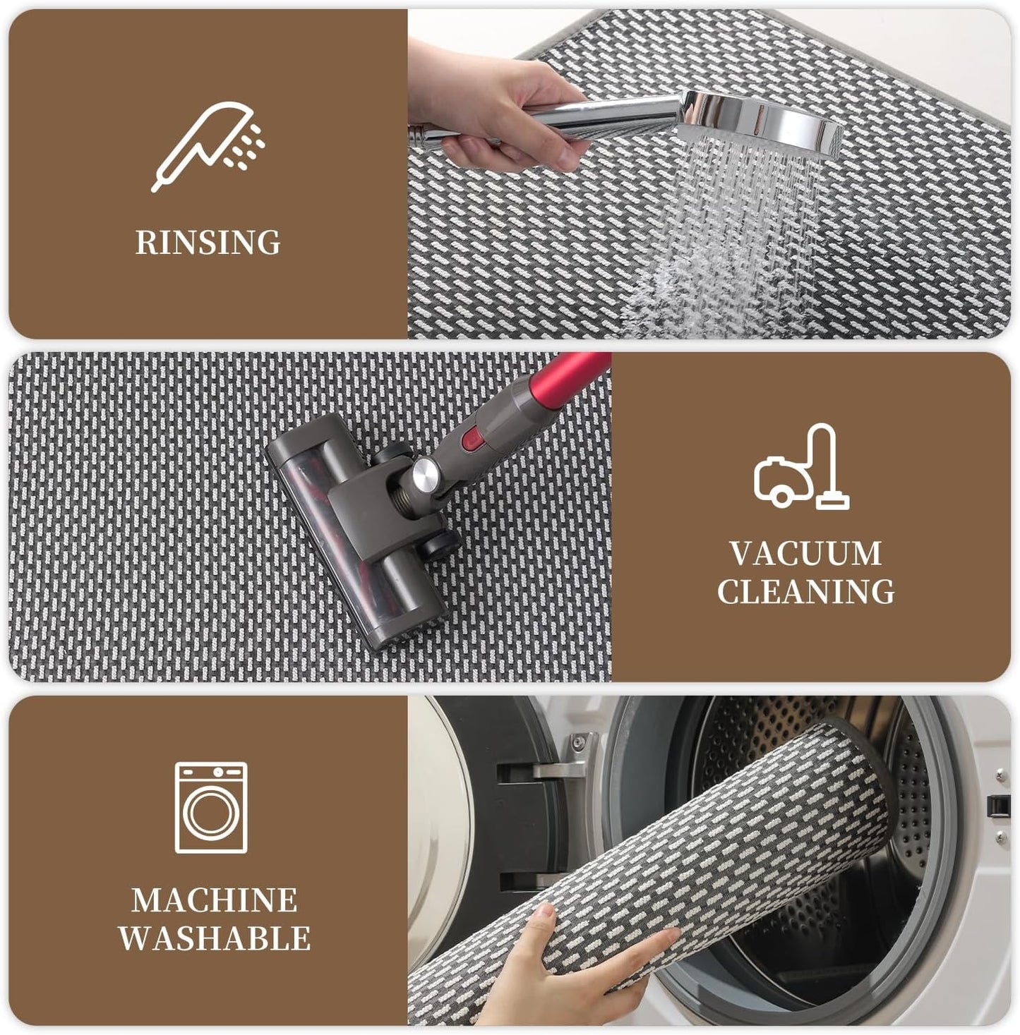 RESARE Non Slip Bath Mat - Machine Washable Bathroom Rugs, Super Absorbent Bath Mat Quick Dry Bathroom Mat, Bath Rugs Ultra Soft Rugs for Bathroom Floor, 20"x32" Dark Grey