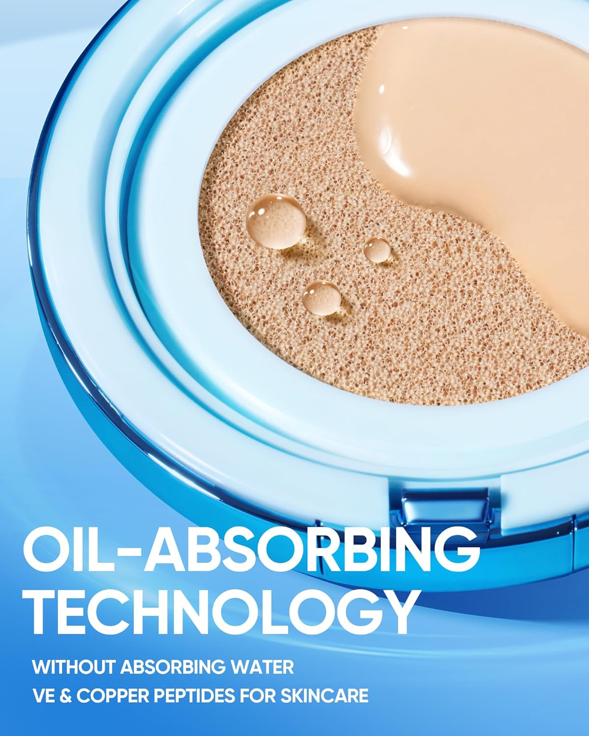 Velvet Matte Cushion Foundation Blue Ultra Cover Powder Foundation, 12h Oil-Control, Lightweight, Long-Lasting, Waterproof Korean Cushion Makeup (06 Honey)