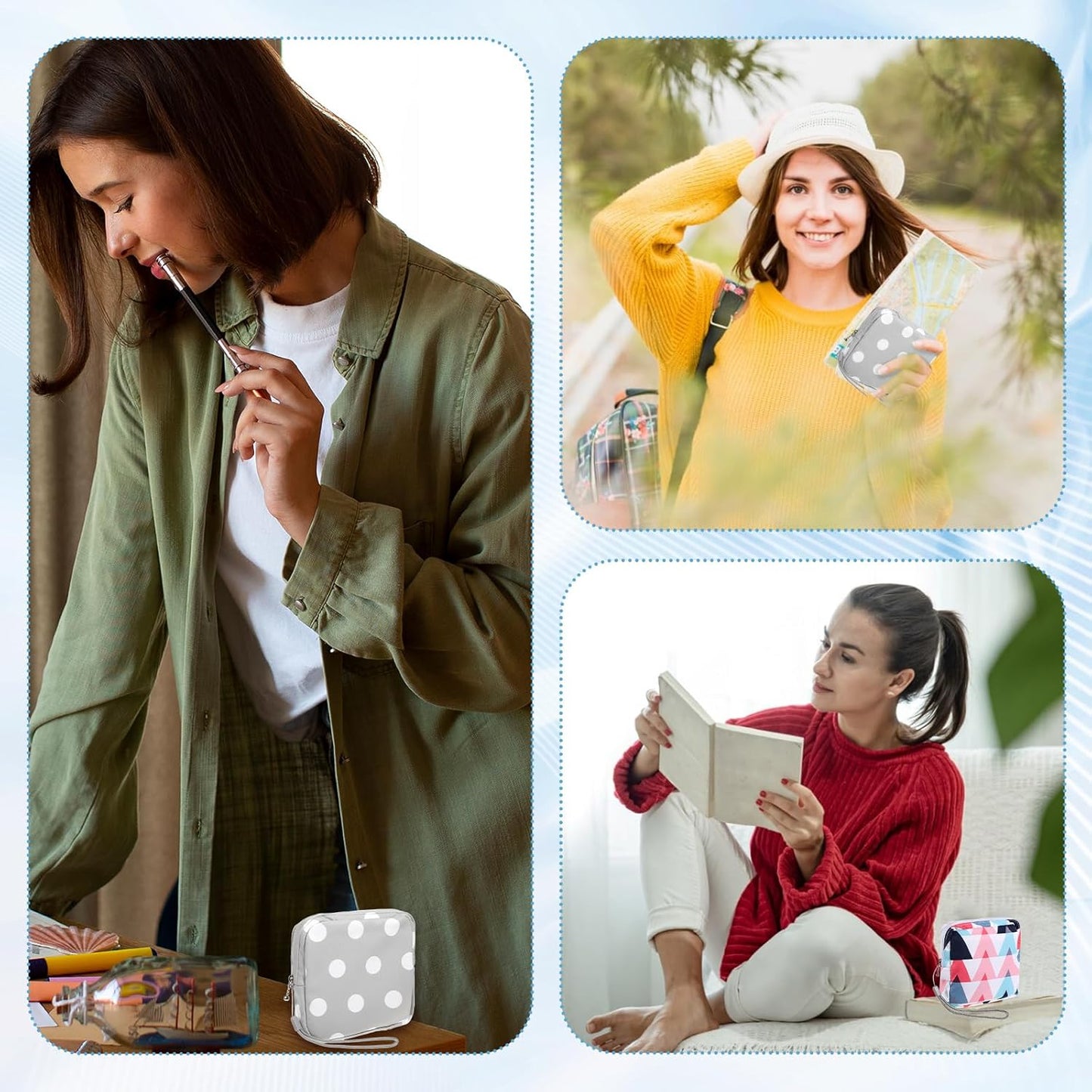 4 Pack Portable Sanitary Napkin Storage Bag, Reusable Samll Period Pouch for Purse Sanitary Pad Storage Bag Menstrual Period Bags Feminine Care Period-Bags, Mini Pouch Feminine Pads-Bags Kit