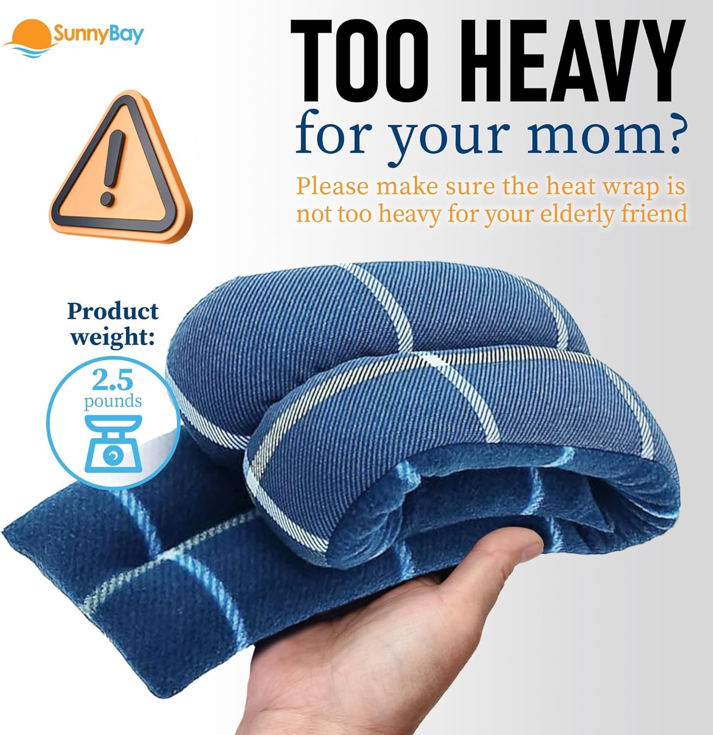 SunnyBay Microwavable Heating Pads, Microwavable Moist Heated Neck and Shoulder Wrap, Versatile Weighted Beanbag Cold Pack or Warm Compress, 26x4 Inches, Made in USA, Ocean Blue