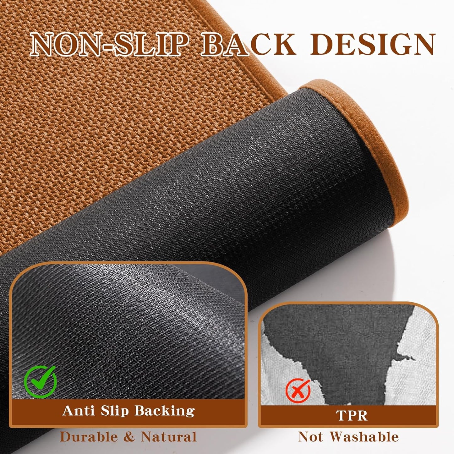 chakme Bathroom Rugs Mat 47x17, Ultra Thin Non Slip Bath Rug Runner Quick Dry Absorbent Bath Mat for Bathroom, (Orange, 47"x17")