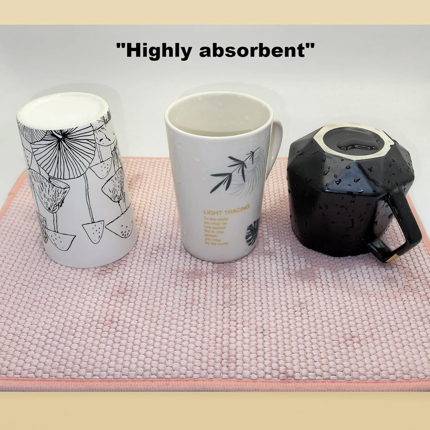 Pink Dish Drying Mats for Kitchen Counter, 2 Pack Dish Drying Mat Drying Pad, Dish Rack Drainer Mat, Pink Kitchen Accessories(Pink-1)