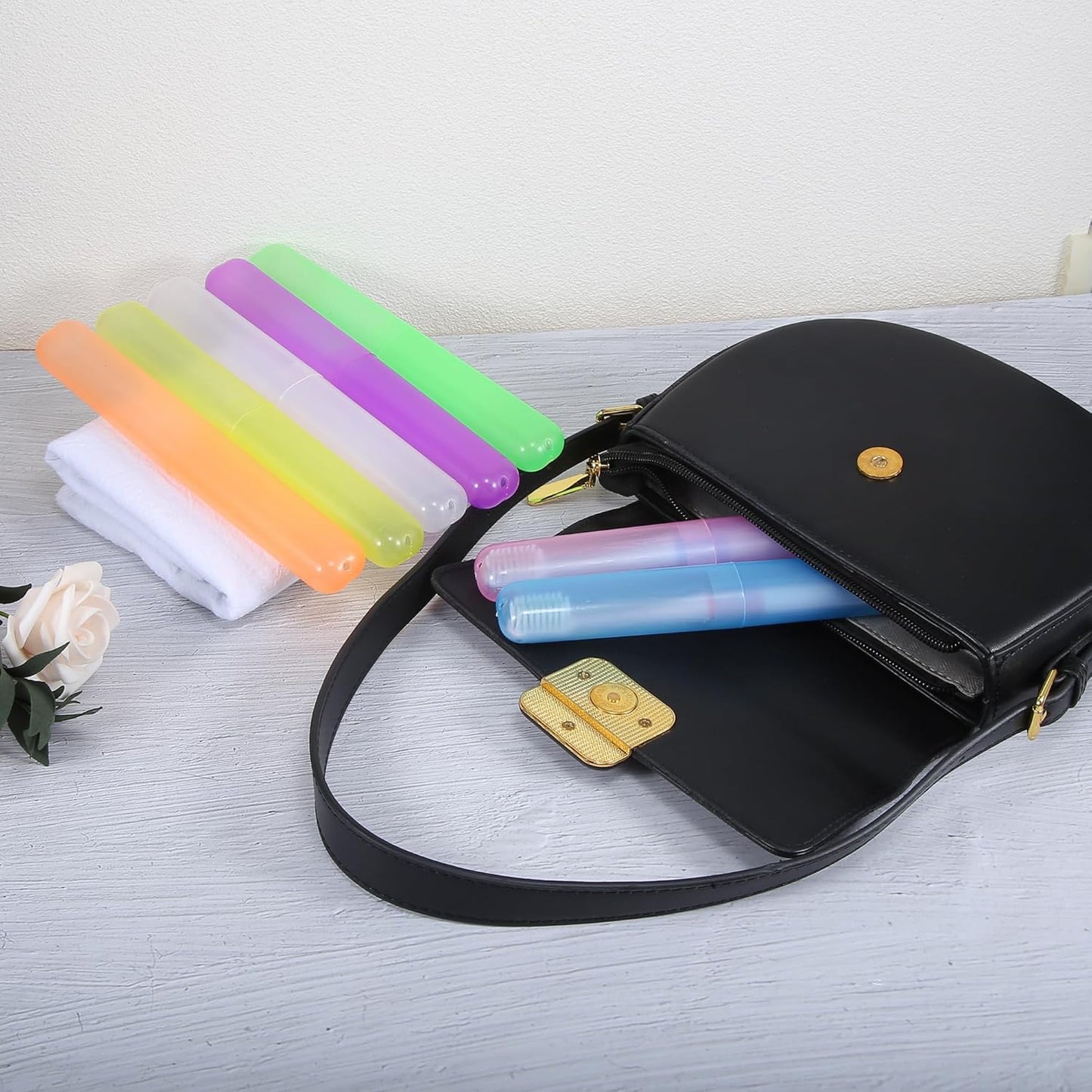 VOCOSTE 2 Pcs, Toothbrush Travel Case, Plastic, Lightweight, Purple, 7.48"x1.06"