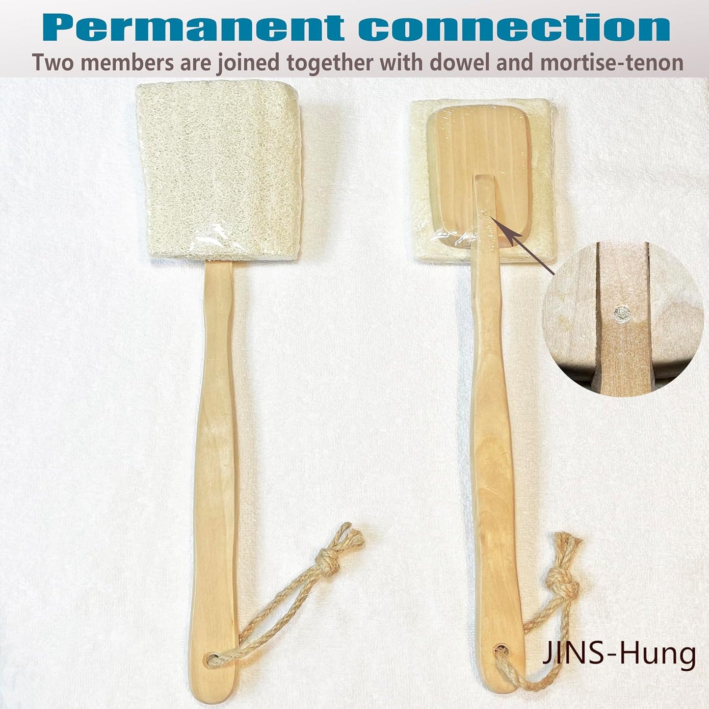 Natural Loofah Exfoliating Bath Brush - Body luffa loofa Sponge On a Stick - Sponge Scrubber with Long Wooden Handle Back Brush for Men & Women - Bath Spa Shower (1 Pack)