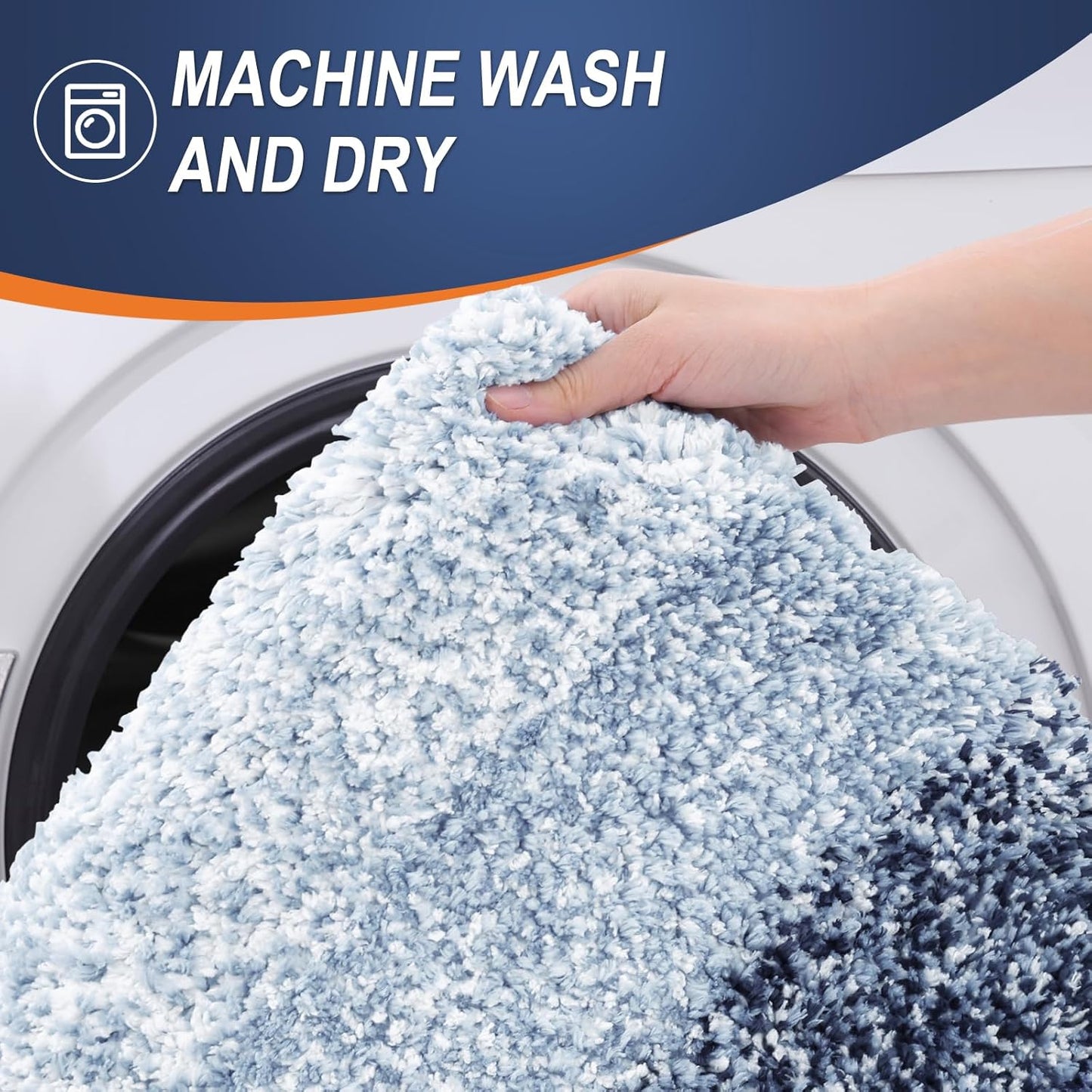 OLANLY Bathroom Rugs Mat 36x24, Extra Soft Absorbent Microfiber Bath Rugs, Rubber Backing, Quick Dry, Machine Washable Bath Mats for Bathroom Floor, Tub and Shower, Home Decor Accessories, Navy Blue