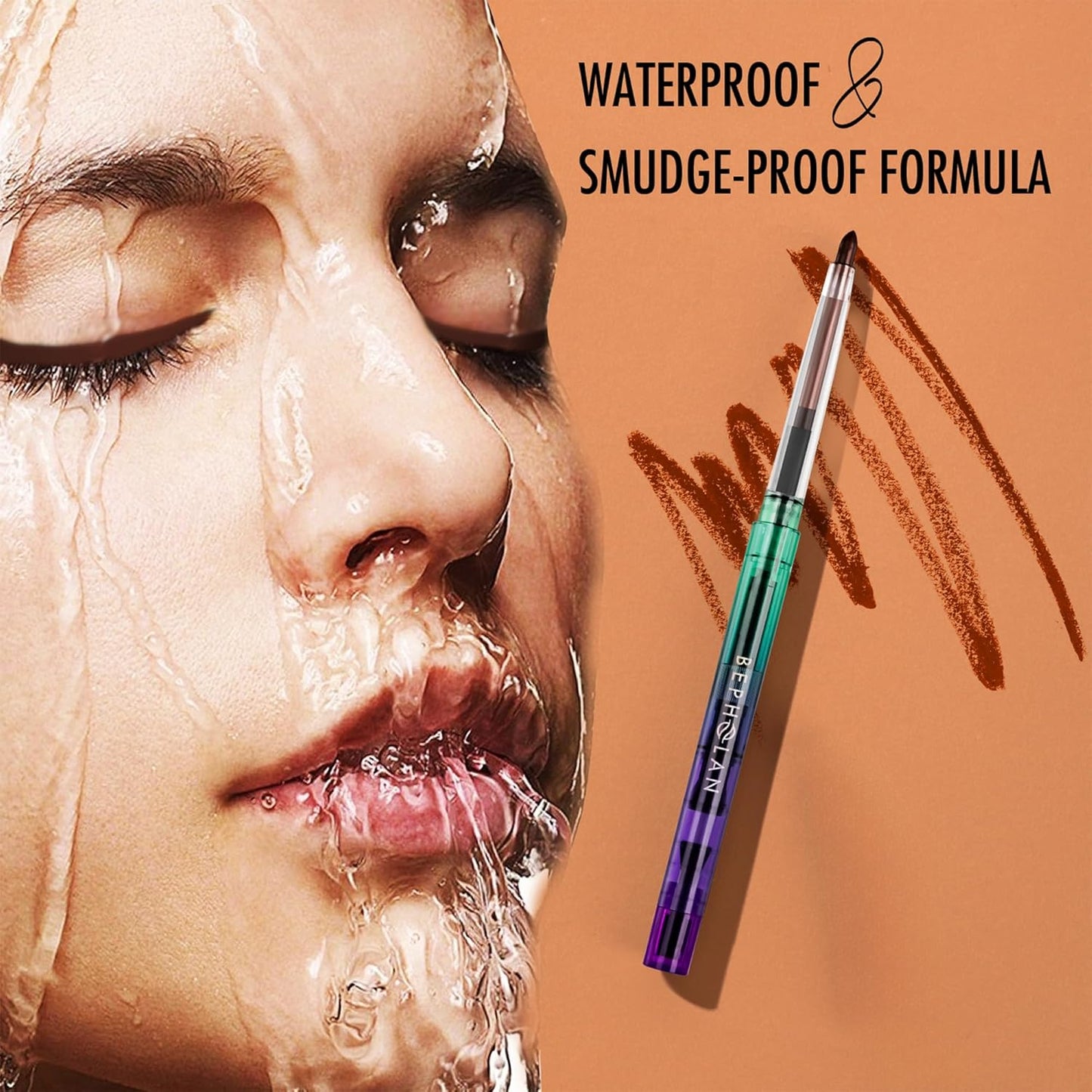 BEPHOLAN Brown Eyeliner Pencils,Waterproof Gel Eyeliner Pencil for Women Waterproof Smudge Proof Long-lasting (Brown)