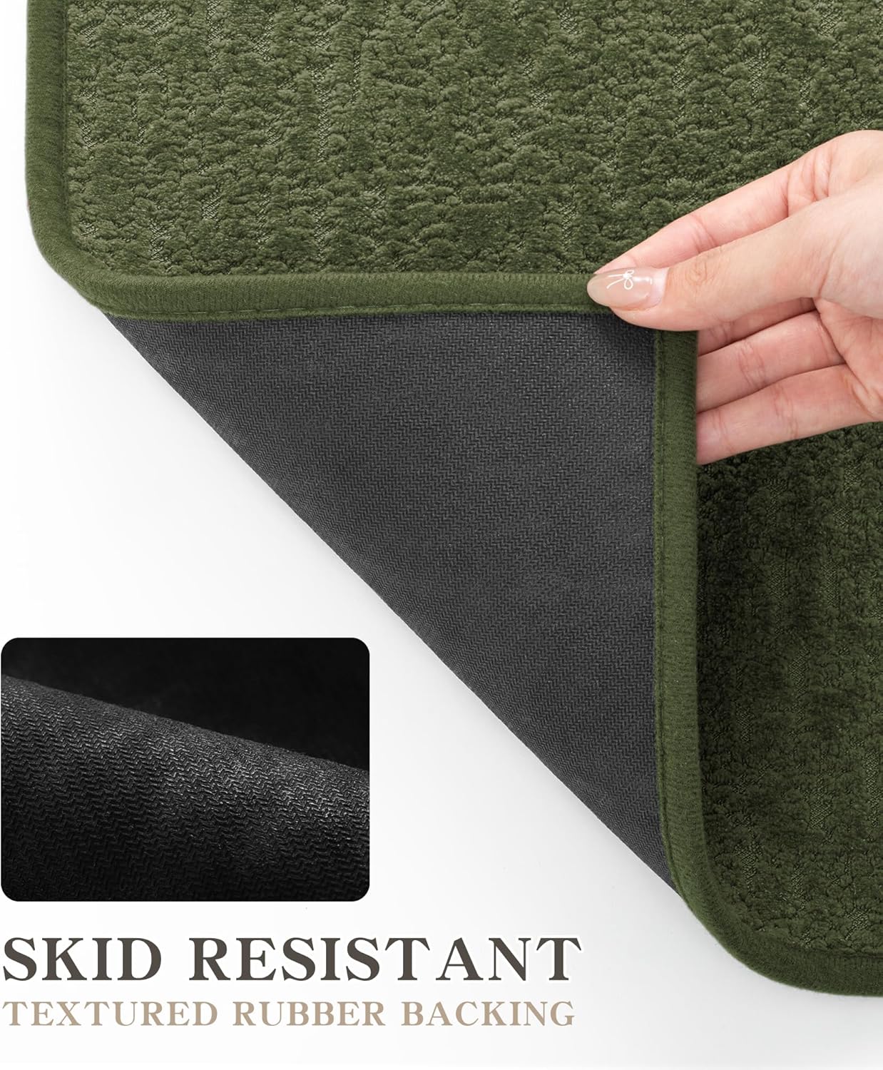 chakme Bathroom Rugs Mat 32x17, Ultra Thin Non Slip Bath Mat Quick Dry Absorbent Bath Mat for Bathroom Floor, (Dark Green, 32"x17")