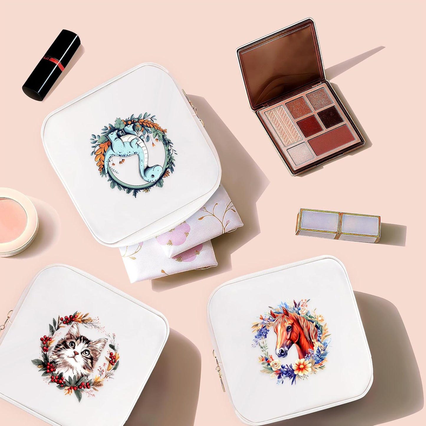 Dinosaur Mini Makeup Bag, Dinosaur Gift For Women Girls, Cute Portable Zipper Pouch Cosmetic Bag For Teen Girls Kids, Small Storage Bag For Sanitary Pad, Period napkin bag!