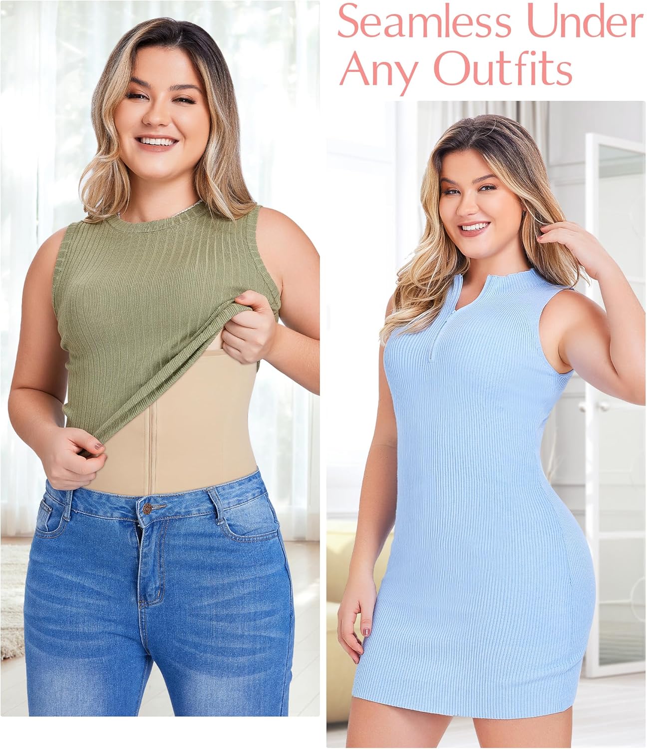 MERYOSZ Waist Trainer Corset Zipper Tummy Control Shapewear Breathable Waist Cincher for Women Body Shaper Sport Girdle