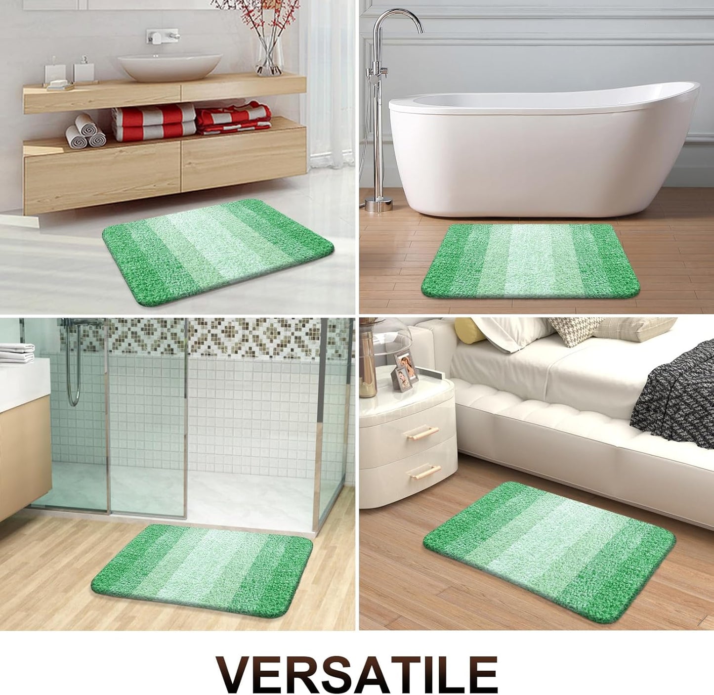 OLANLY Bathroom Runner Rugs 59x17, Extra Soft Absorbent Microfiber Bath Rugs, Rubber Backing, Quick Dry, Machine Washable Bath Mats for Bathroom Floor, Tub and Shower, Home Decor Accessories, Green
