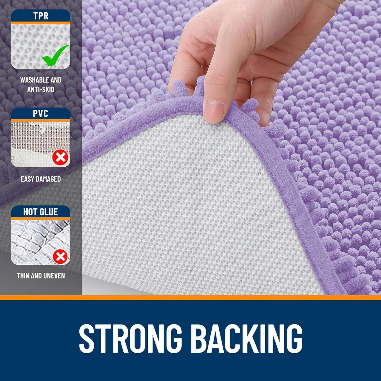 OLANLY Bathroom Rugs 24x16, Extra Soft Absorbent Chenille Bath Rugs, Rubber Backing Quick Dry, Machine Washable Bath Mats for Bathroom Floor, Tub and Shower, Home Decor Accessories, Lavender