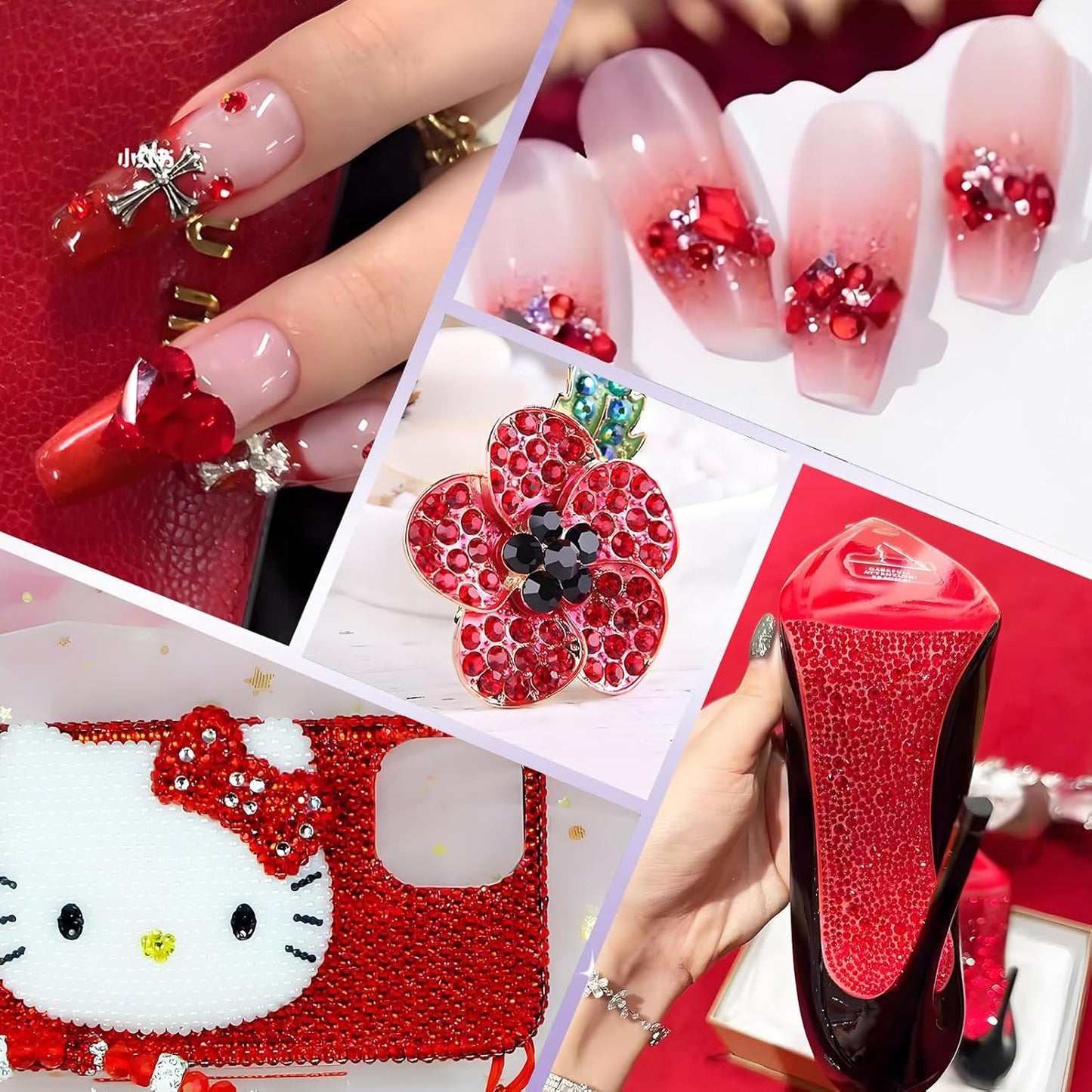 5000PCS SS6 Flatback Rhinestones | 12-Facet Diamond-Cut Glass Gems for Nail Art, Clothing, DIY Crafts |Glue-On Decoration Stones with Silver Backing(Siam)