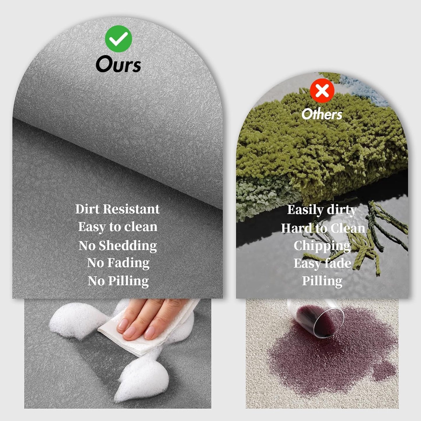 2 Piece Bathroom Mat Rugs Set - Quick Dry Absorbent Diatomaceous Earth Bath Mat Non-Slip Bathroom Floor Mat with Rubber Backing, Thin Bathroom Rugs Fit Under Door, 15.7x23.6+15.7x47.2 Inch, Grey