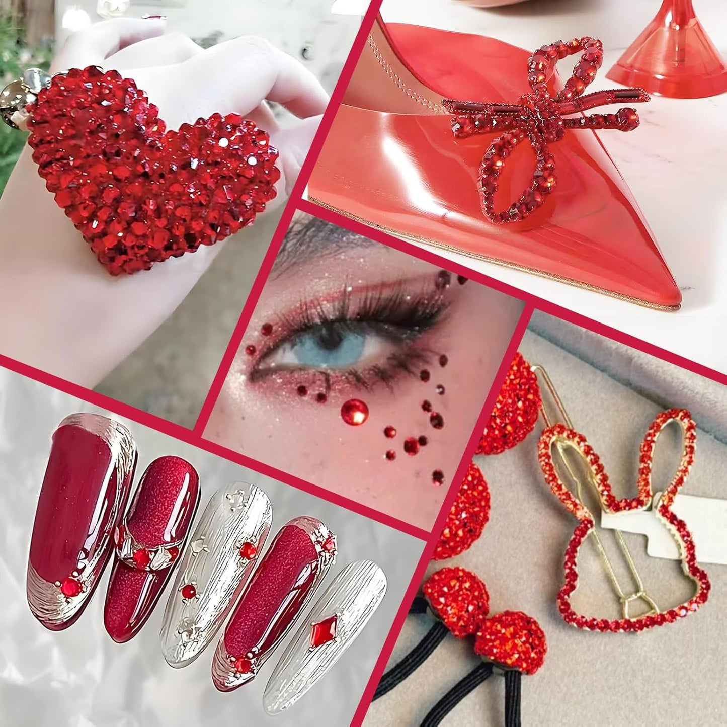 5000PCS SS6 Flatback Rhinestones | 12-Facet Diamond-Cut Glass Gems for Nail Art, Clothing, DIY Crafts |Glue-On Decoration Stones with Silver Backing(Light Siam)