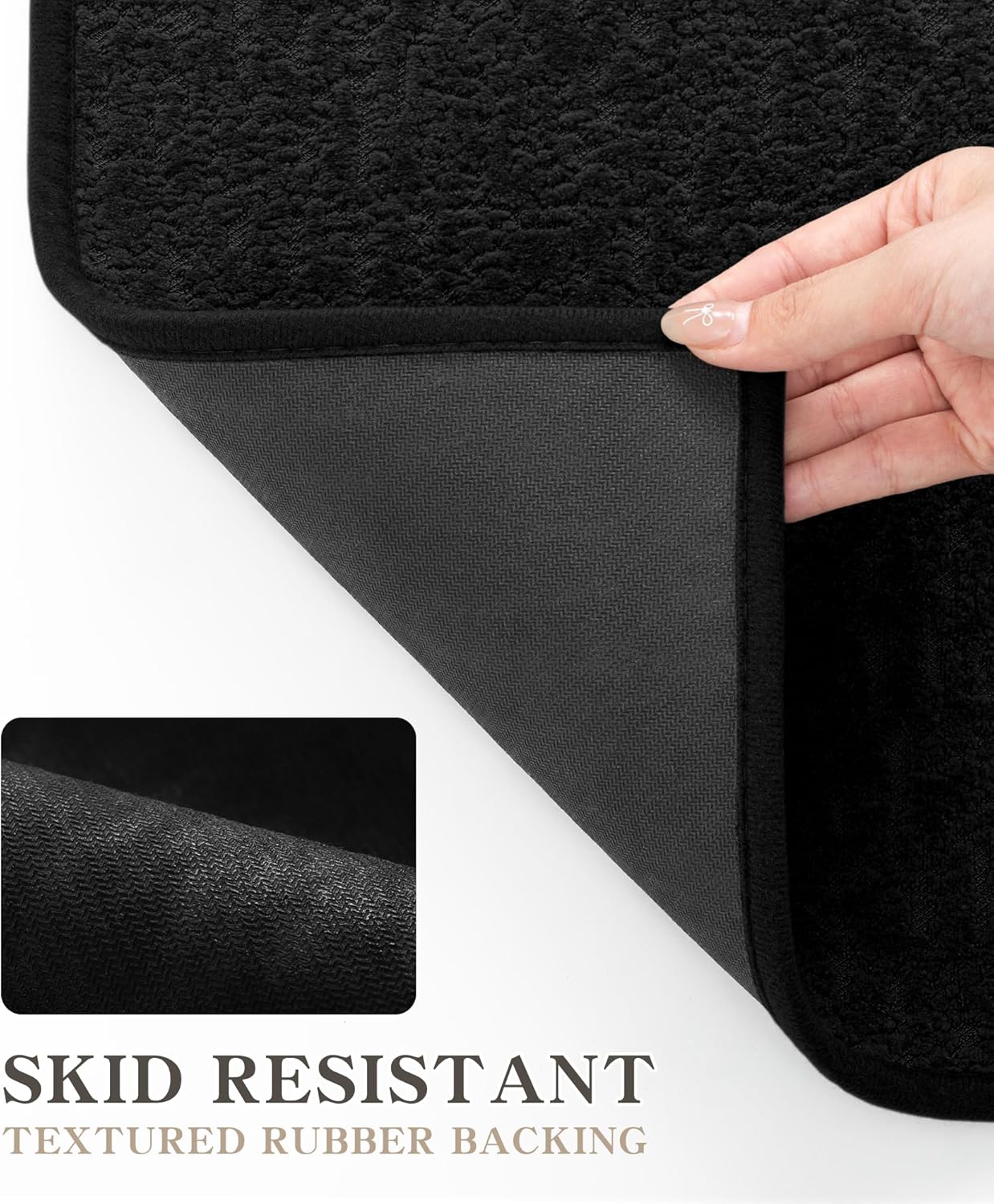 chakme Bathroom Rugs Mat 36x24, Ultra Thin Non Slip Bath Mat Quick Dry Absorbent Bath Mat for Bathroom Floor, (Black, 36"x24")