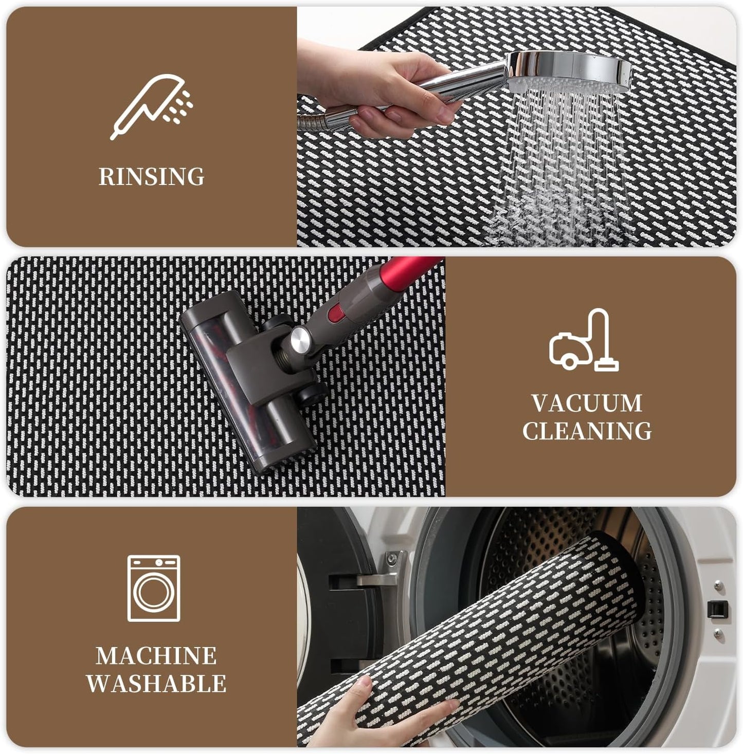 RESARE Non Slip Bath Mat - Machine Washable Bathroom Rugs, Super Absorbent, 20"x32" Black