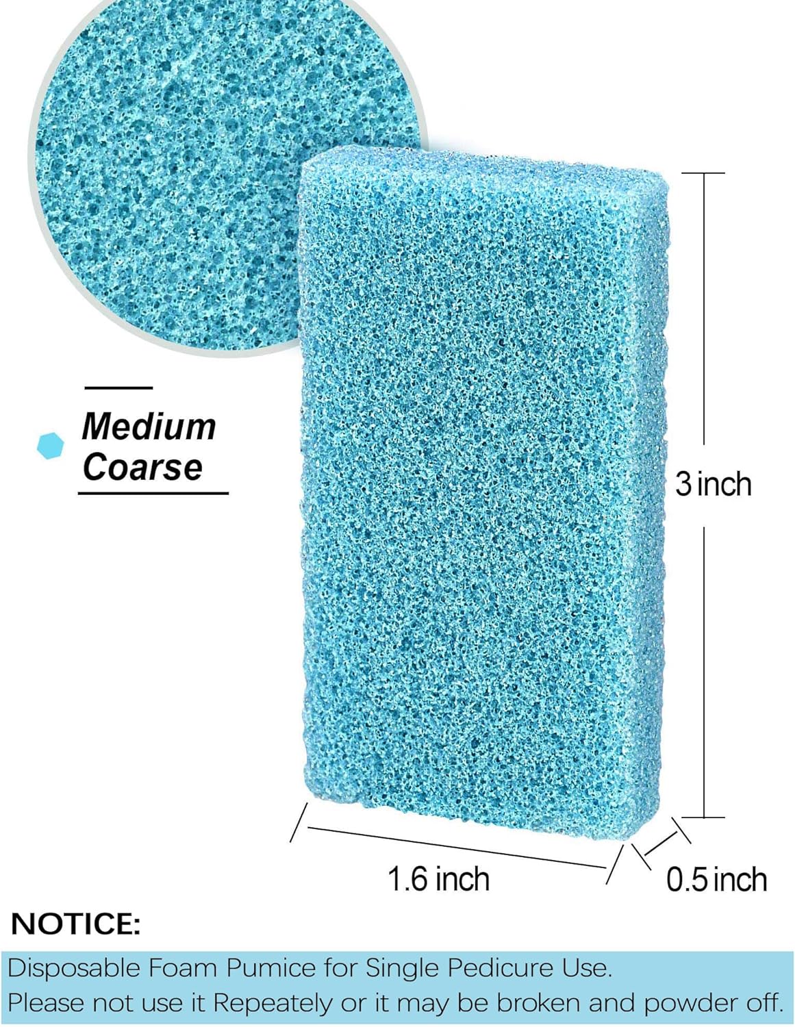 Maryton Disposable Foot Scrubber Pumice Pads, Pedicure Pumice Stone Dead Skin Callus Remover for Feet, 40Pcs (Blue Medium Coarse)
