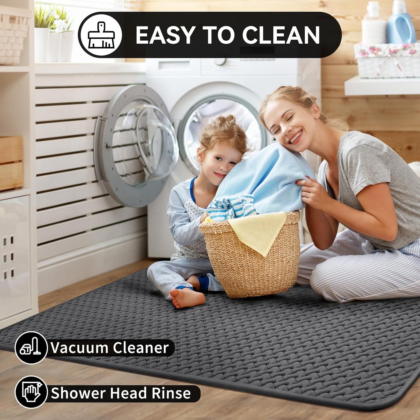 Bathroom Runner Rug Non Slip, Super Absorbent Quick Dry Long Bath Mat, Foam Weave Texture Rubber Backing Ultra Thin Bathroom Mats Fit Under Door Bathroom Floor Bathtub Shower