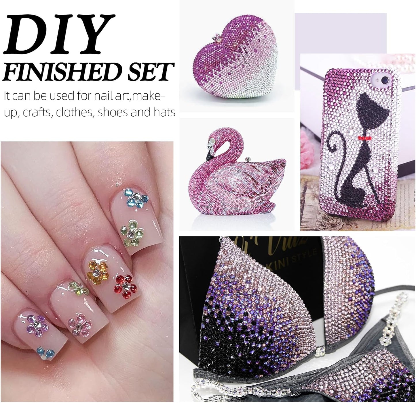 Light Amethyst Flatback Rhinestones, Glass Rhinestones for Nail Art and Craft, Glue Fix, Loose Crystal Gemstones(Lt.Amethyst, SS16, 1440pcs, 3.8-4.0mm)