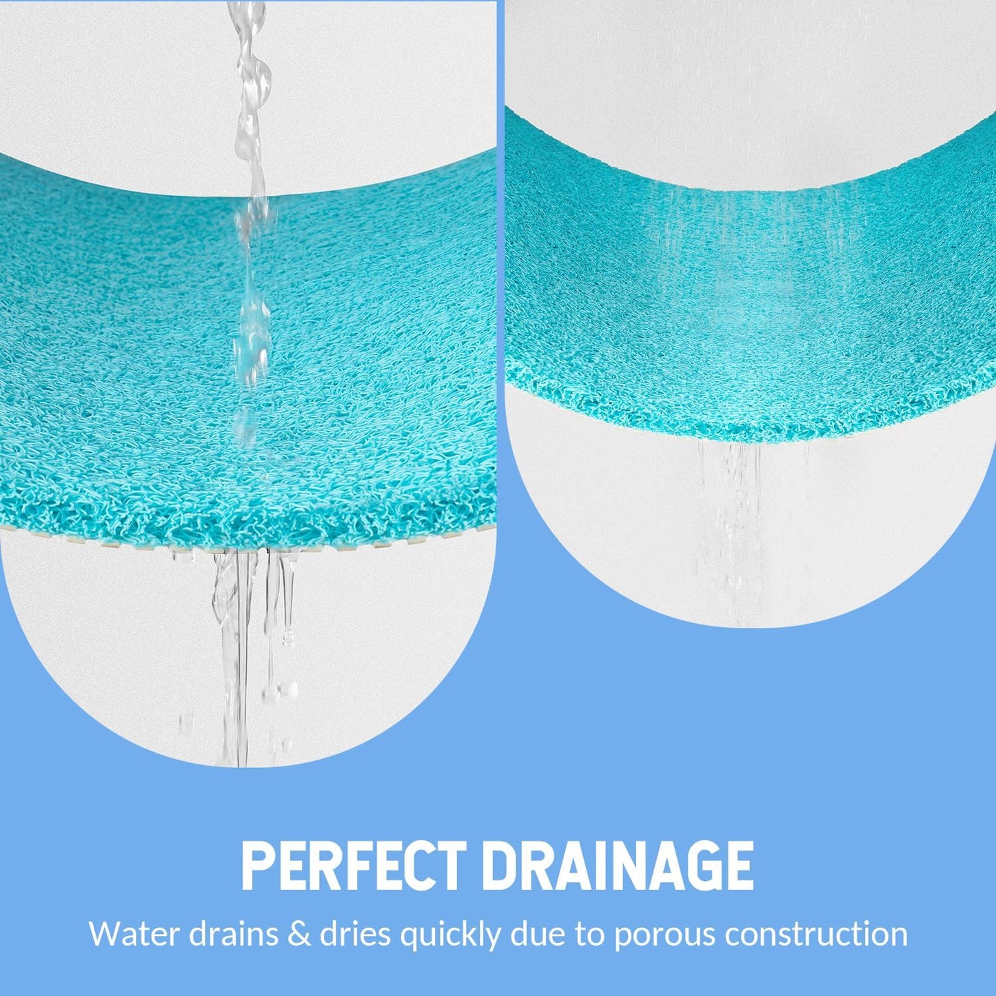 Non-Slip Bathtub Mat, Anti Slip Shower Mat, Fast Drying Bathtub Mats, Foot Scrubber Mat, Anti Slip Mat for Tub, Floor, Bathroom, Kitchen, Home, Hotel (Turquoise Blue 40"×28")