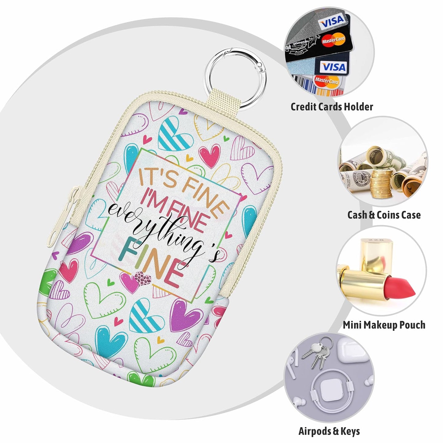 Hand Sanitizer Spray Case, It's Fine Hand Sanitizer Holder Zippered Pouch, Cute Fashion Accessory with Snap Hook for Glow Mist and Power Mist 1FL OZ