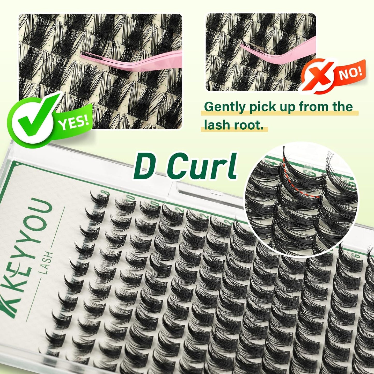 KEYYOULASH Lash Clusters Manga Lash Extension D Curl 120pcs 8-18mm Wispy Eyelash Clusters Natural Volume Eyelash Extensions Individual Lashes DIY at Home(KY09,D-8-18MIX)