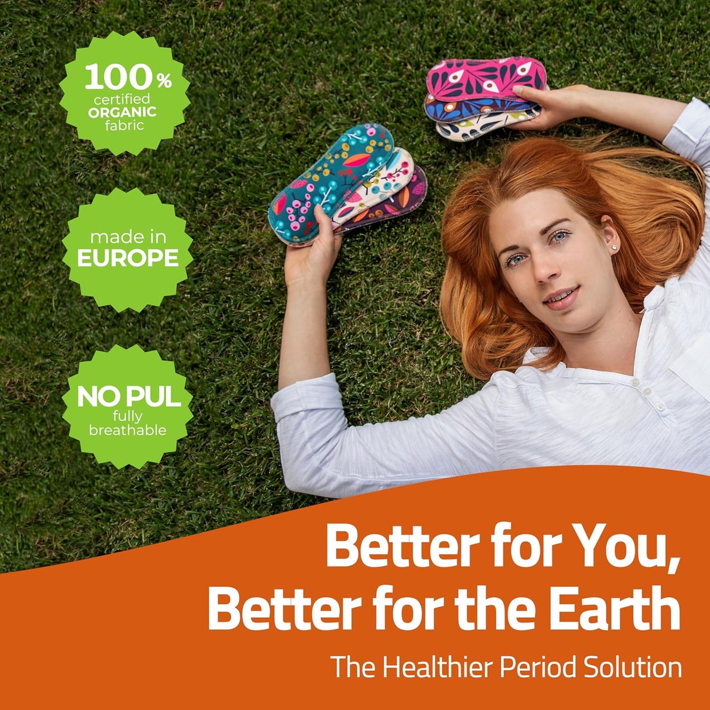 Made in EU - Ultra-Thin Reusable Panty Liners (Medium, 7-Pack) – High-Temp Washable Cloth Panty Liners for Women – Durable & Breathable Organic Cotton Keeps You Fresh & Dry for Daily Vaginal Discharge