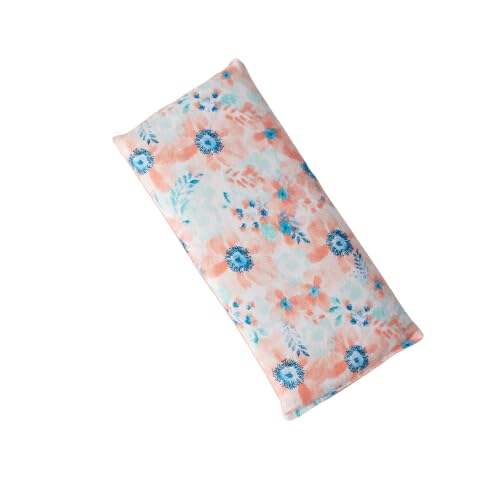 Large Microwave Heating Pad with Flax Seed, Scented or Unscented, Good For Back Pain or Cramps, Moist Heat Therapy or Ice Pack, Microwavable Bean Bag, 6" x 12" (Peach Floral, Chamomile)