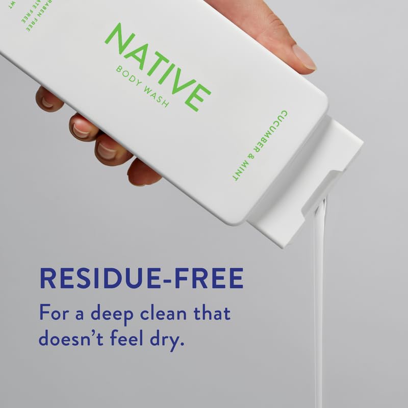 Native Body Wash Contains Naturally Derived Ingredients | For Women & Men, Sulfate, Paraben, & Dye Free Leaving Skin Soft and Hydrated | Cucumber & Mint 18 oz - 2 Pk