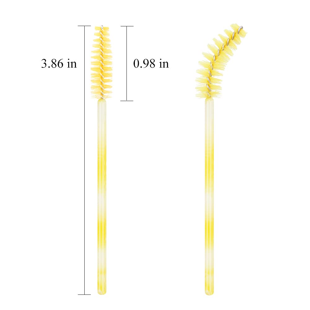 300 Disposable Mascara Wands Eyelash Brush Spoolies for Eye Lash Extension Eyelash Extension Supplies Makeup Tools Accessories (Yellow)