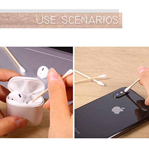 Norme 500 Pcs 3 Inch Gun Cleaning Swabs Long Cotton Swabs in Storage Box Long Pointed Tip with Wooden Handle Buds for Makeup Baby Pet Care