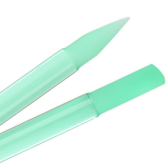 Bona Fide Beauty Czech Glass Cuticle Pusher (Jade Color) with Microfiber Sleeve, Gentle Manicure Stick and Cuticle Remover - Made in The Czech Republic