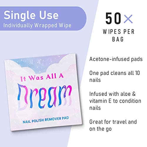 La Fresh Nail Polish Remover Wet Wipes with Lavender, Aloe Vera, and Vitamin E Pack of 50ct Acetone-Infused Pads - Nail Care Travel Essentials