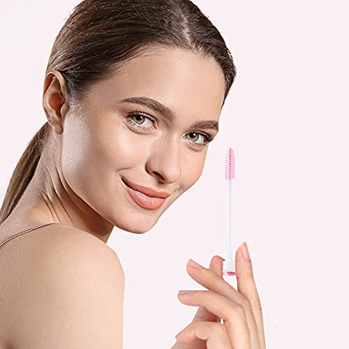 50 Pieces Disposable Mascara Brushes Eyelash Brush Lash Wand Diamond Mascara Wands with Tube Makeup Tool Lash Spoolies Sanitary Brushes Lash Extension Supplies (tube scale l pink 50)