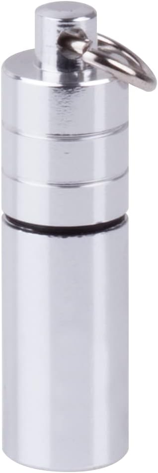 EZY DOSE Keychain Pill Box and Medicine, Vitamin Container, Safe for Money & Travel Items, Metal Canister, Easily Store Nitro Heart Pills, Small Compartments, BPA Free